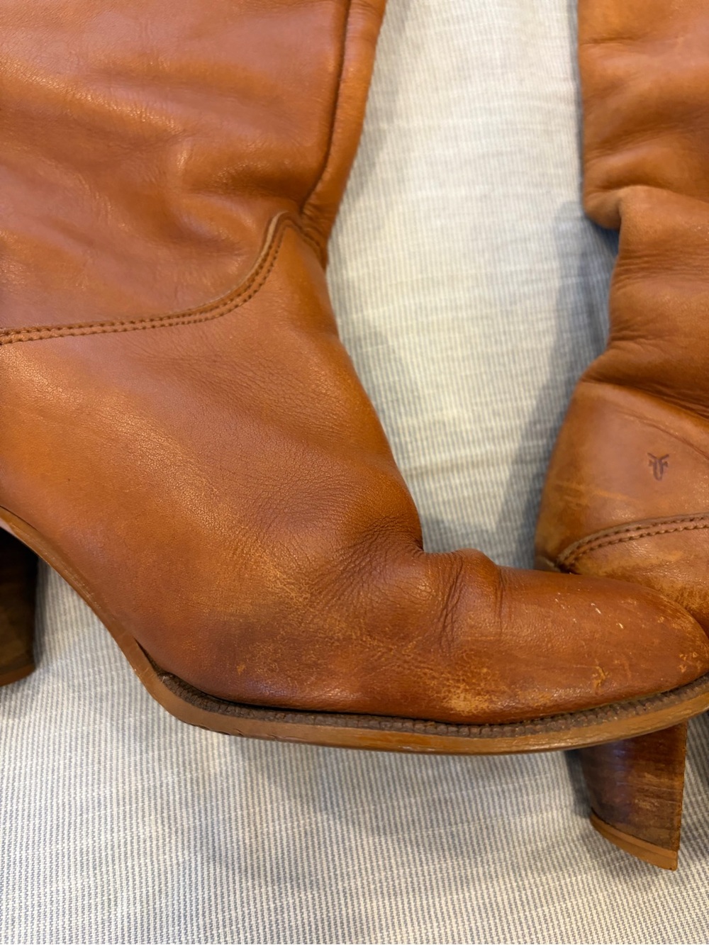 Frye Women's Tan Leather Pointed-Toe Heeled Boots - Picture 9 of 9